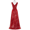 Kate Kasin sans manches à encolure en V Red Shining Sequined Long Prom Dress KK000199-5